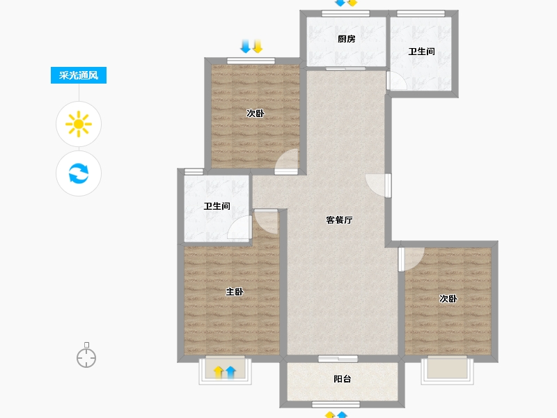 山东省-泰安市-泽华·裕泰园-108.51-户型库-采光通风