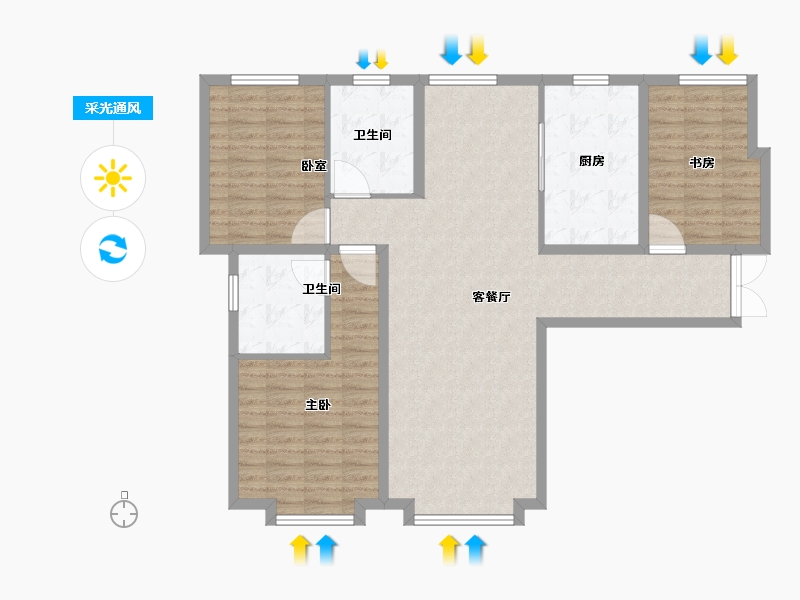 青海省-西宁市-九洲河畔世家-111.01-户型库-采光通风