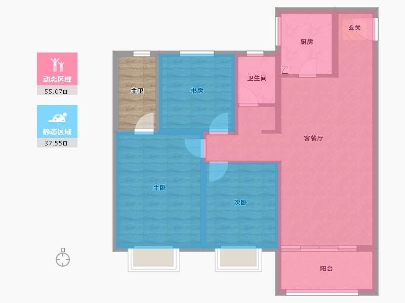 山西省-晋中市-金科·博翠天宸-87.14-户型库-动静分区