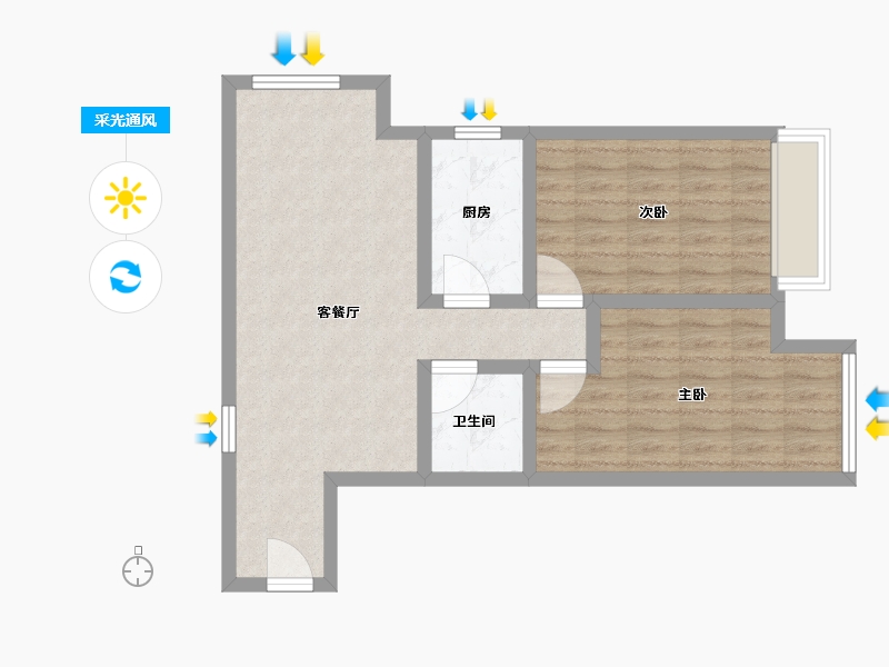 河南省-郑州市-建业半英里-64.80-户型库-采光通风