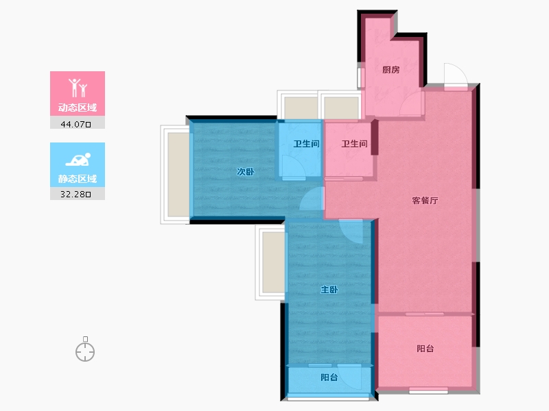 海南省-海口市-鸿荣源·壹成中心花园-68.00-户型库-动静分区