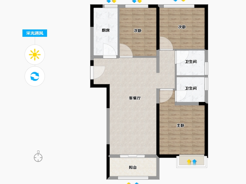 河南省-郑州市-正商雅庭华府-102.01-户型库-采光通风