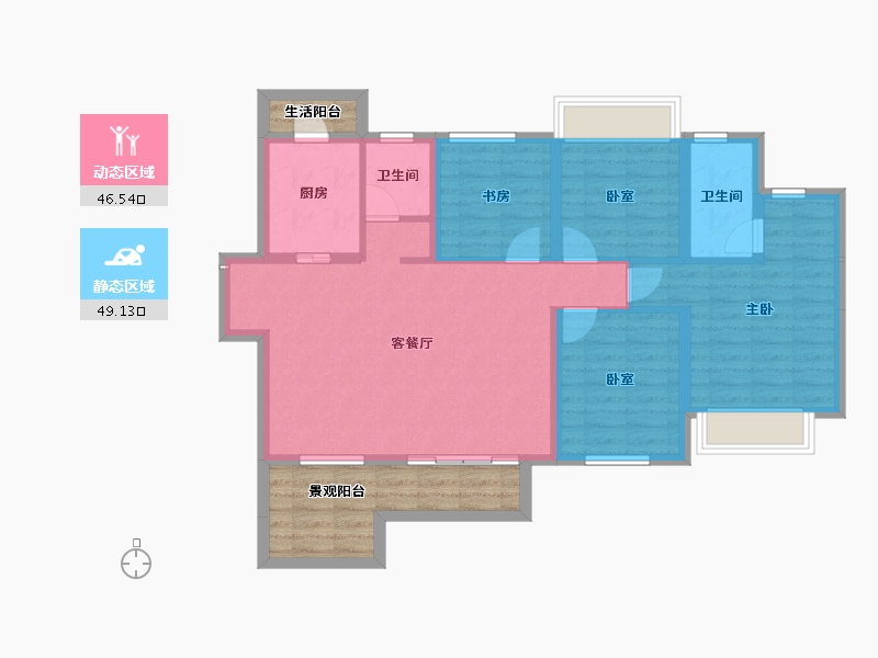 四川省-成都市-奥园玖俪湾-96.91-户型库-动静分区