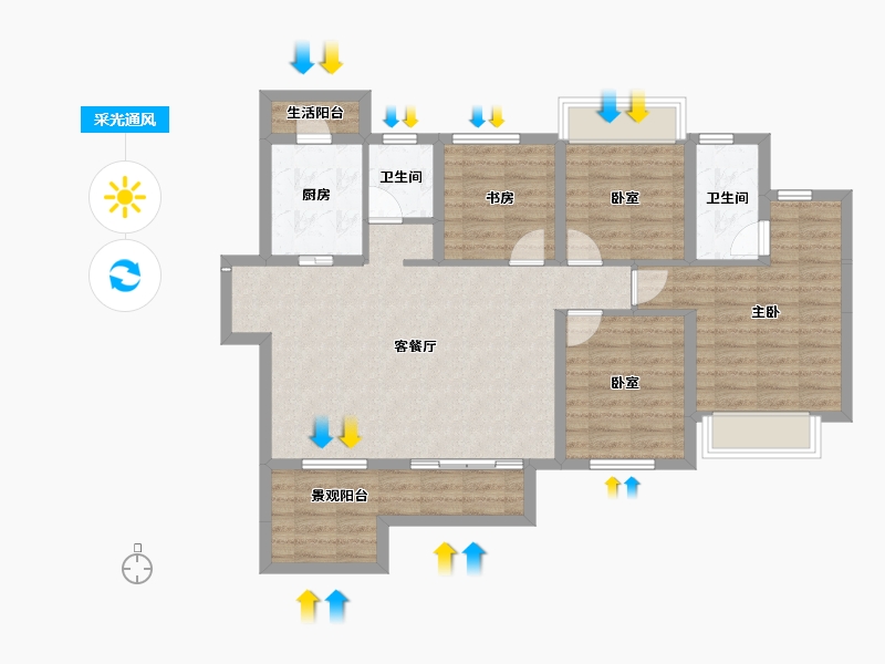 四川省-成都市-奥园玖俪湾-96.91-户型库-采光通风