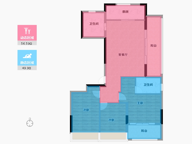 浙江省-温州市-远洋万和樾园-96.01-户型库-动静分区