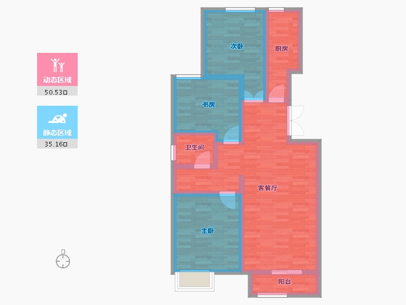 辽宁省-抚顺市-电建地产海赋外滩澋苑-75.18-户型库-动静分区