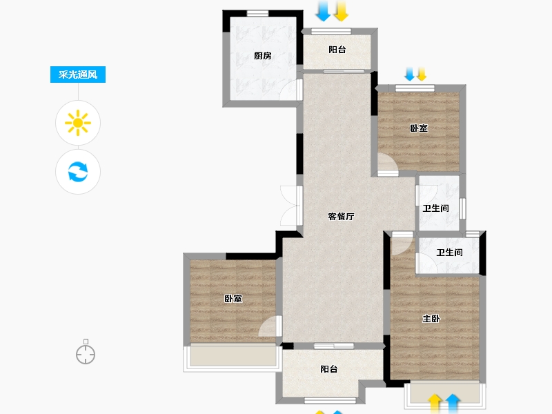 河南省-许昌市-万象三期水岸香郡花园-92.00-户型库-采光通风