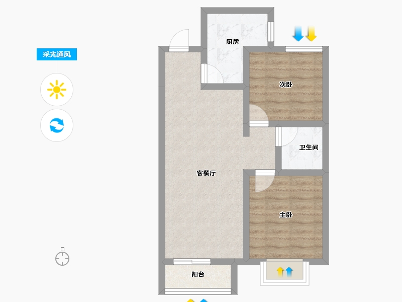 辽宁省-抚顺市-电建地产海赋外滩澋苑-56.12-户型库-采光通风