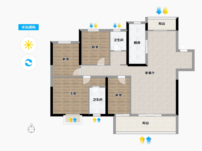 山东省-泰安市-泰安新泰吾悦广场·吾悦华府-122.40-户型库-采光通风