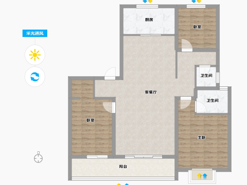 山东省-泰安市-开元盛世·福园-101.61-户型库-采光通风