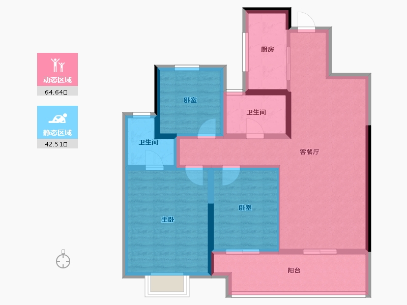 山东省-泰安市-泰安新泰吾悦广场·吾悦华府-95.21-户型库-动静分区