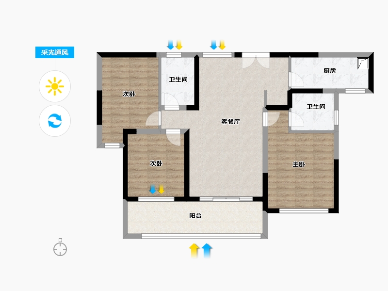 陕西省-宝鸡市-礼乐首府-95.00-户型库-采光通风