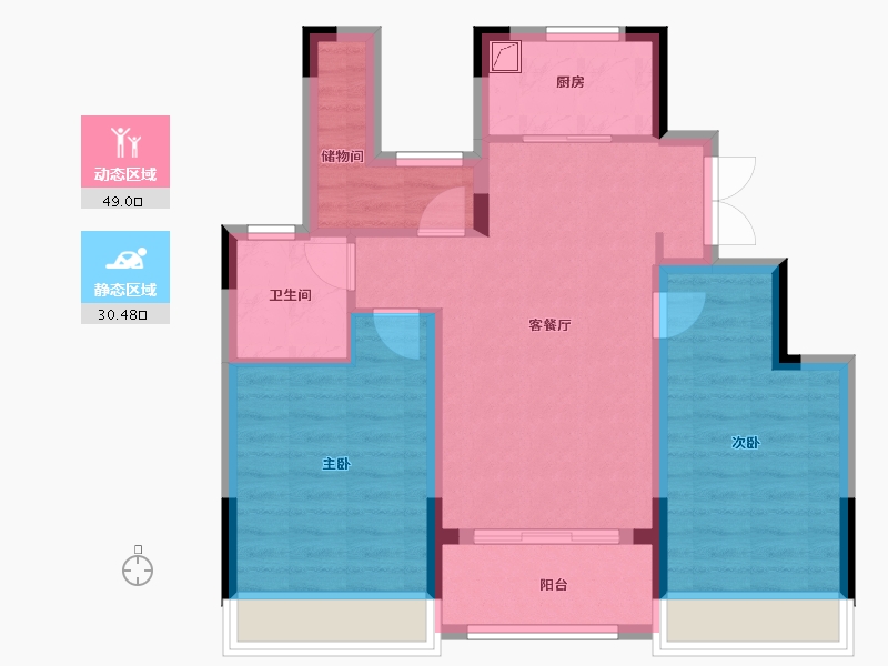 浙江省-湖州市-保利明玥风华-70.40-户型库-动静分区