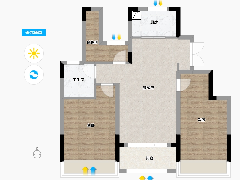 浙江省-湖州市-保利明玥风华-70.40-户型库-采光通风