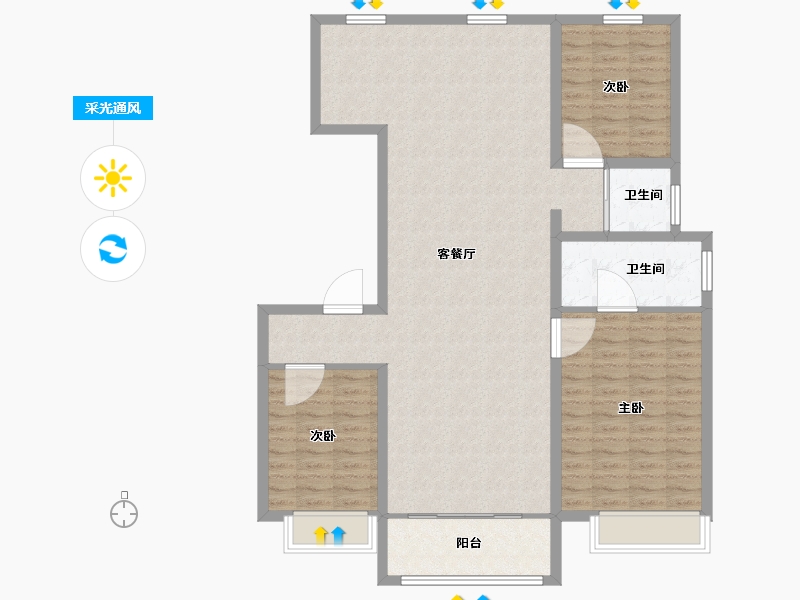 河北省-秦皇岛市-碧桂园玫瑰庄园-120.01-户型库-采光通风