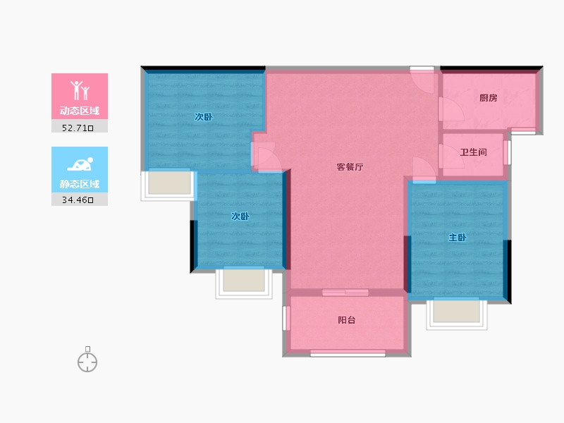 湖北省-荆门市-洋丰 凤凰香醍-79.87-户型库-动静分区