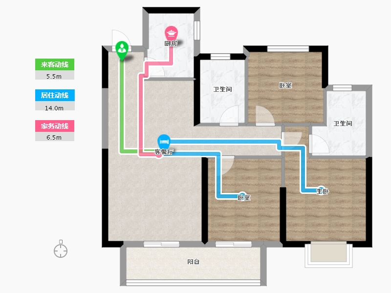 山东省-泰安市-奕珑·西周城-87.20-户型库-动静线