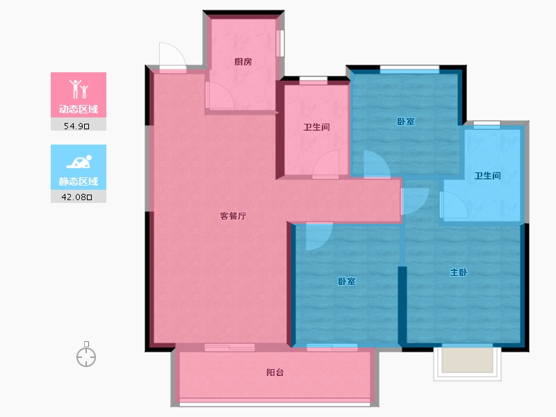 山东省-泰安市-奕珑·西周城-87.20-户型库-动静分区