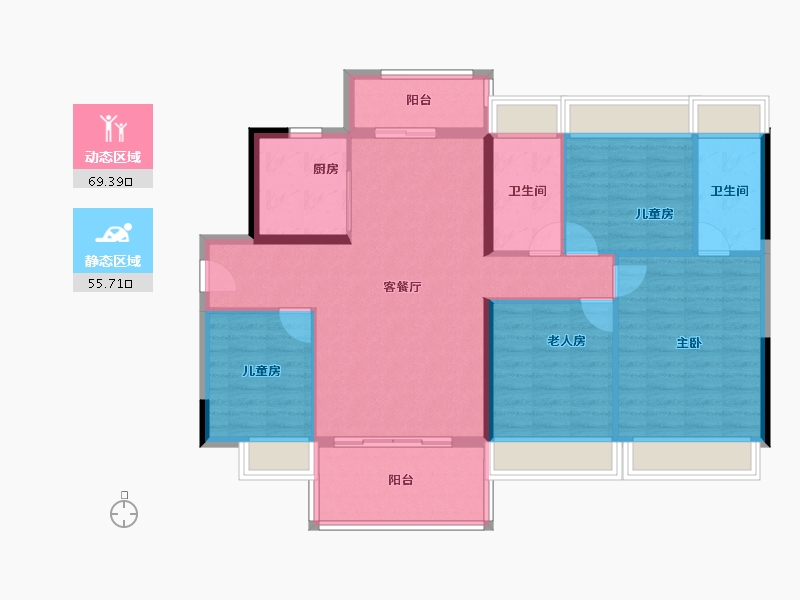 广东省-清远市-碧桂园江与峸-113.60-户型库-动静分区