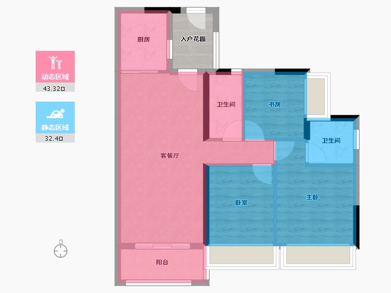 广东省-清远市-碧桂园江与峸-71.54-户型库-动静分区