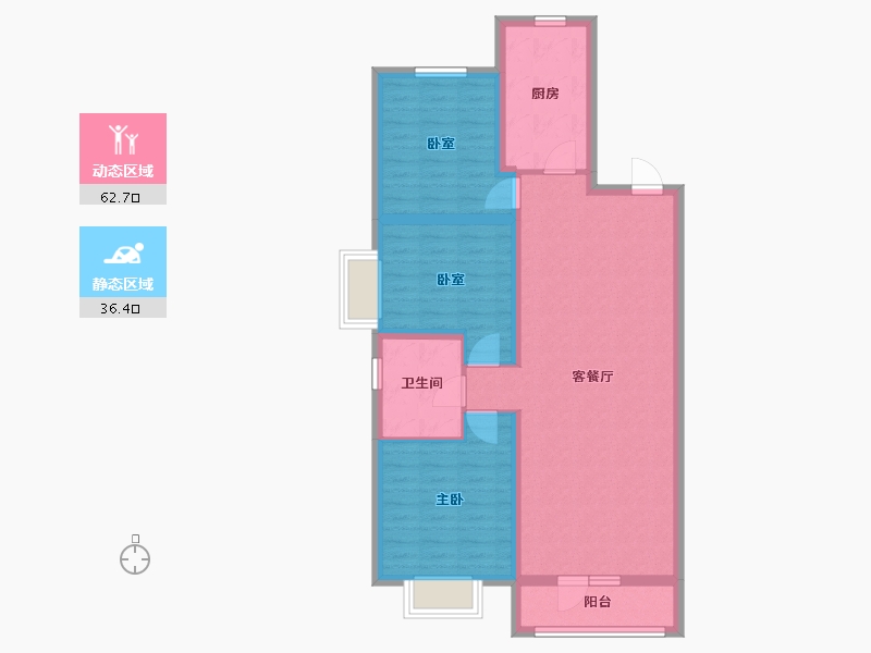 山西省-太原市-华润•中海•凯旋门-88.52-户型库-动静分区