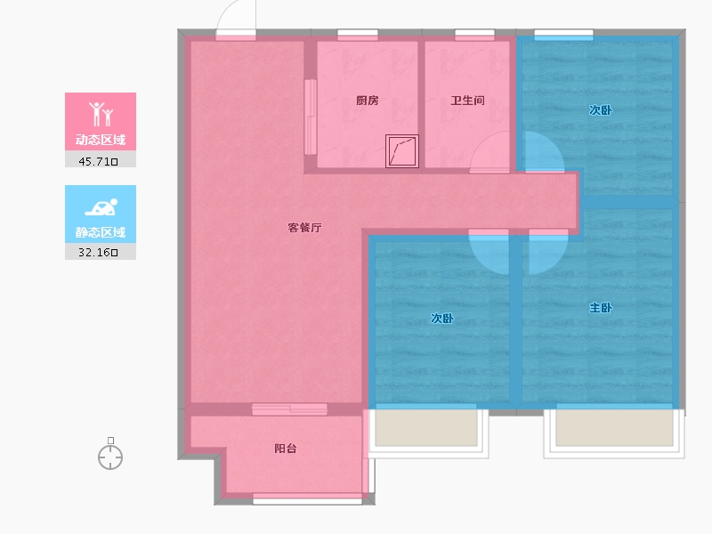 江苏省-苏州市-绿都·虞宸源筑-68.35-户型库-动静分区