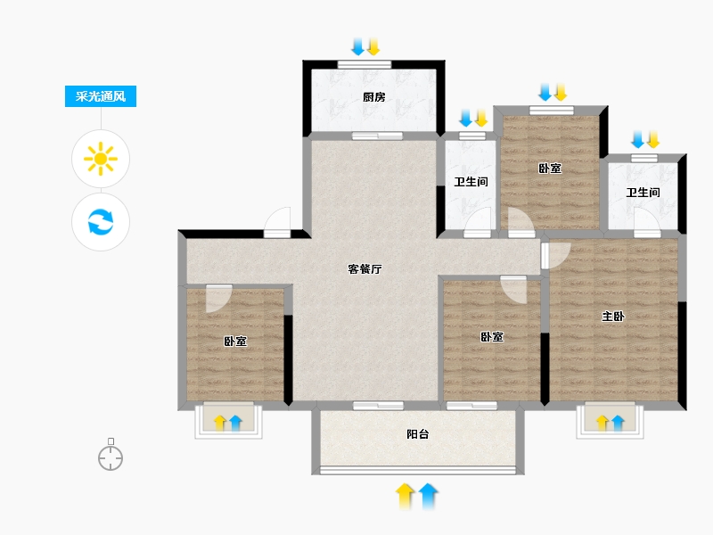 山东省-泰安市-泰安新泰吾悦广场·吾悦华府-112.00-户型库-采光通风