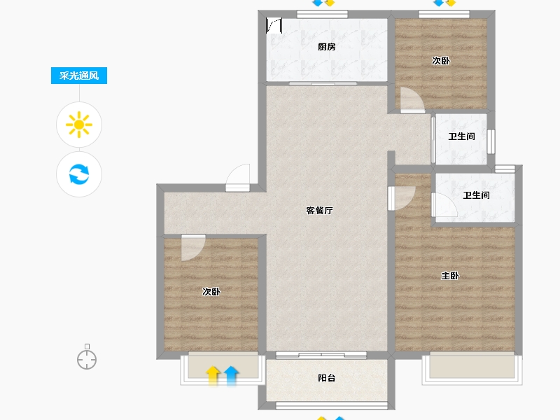 河北省-秦皇岛市-碧桂园玫瑰庄园-100.00-户型库-采光通风