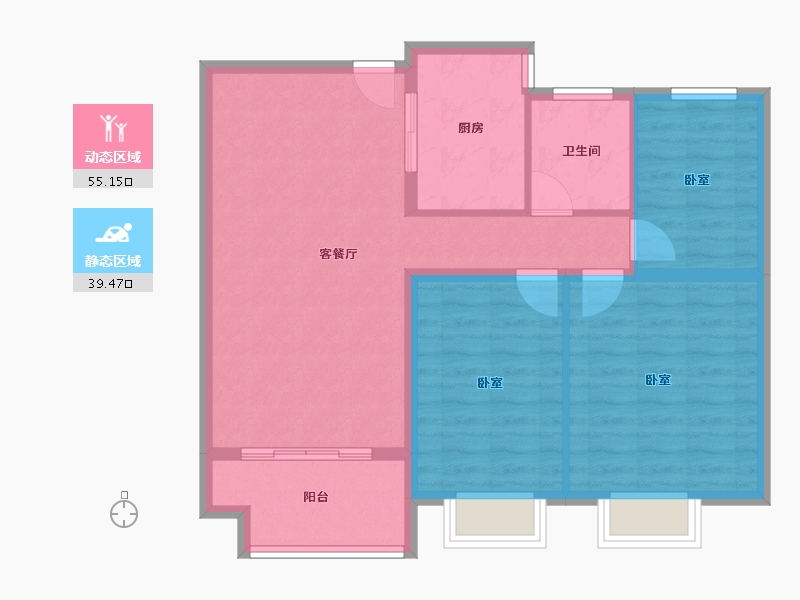 山东省-菏泽市-中央公馆·文庭雅苑-85.58-户型库-动静分区