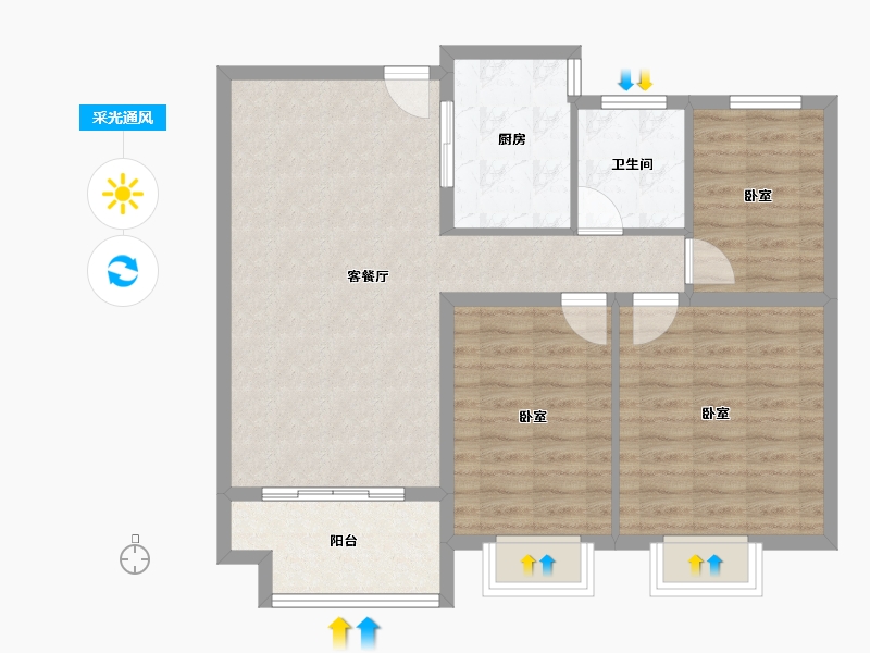 山东省-菏泽市-中央公馆·文庭雅苑-85.58-户型库-采光通风