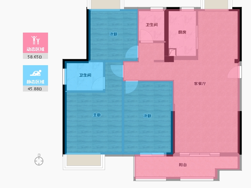 福建省-龙岩市-龙地东尚湾-94.54-户型库-动静分区