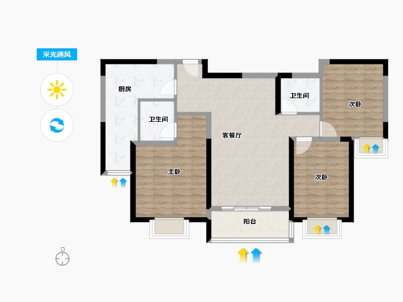 山东省-菏泽市-天正中央大街-93.60-户型库-采光通风