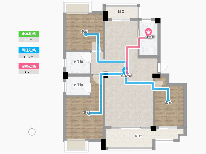 福建省-龙岩市-汀州红府天湖玺-85.85-户型库-动静线