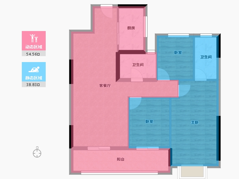 湖北省-武汉市-融创光谷壹号院-84.00-户型库-动静分区