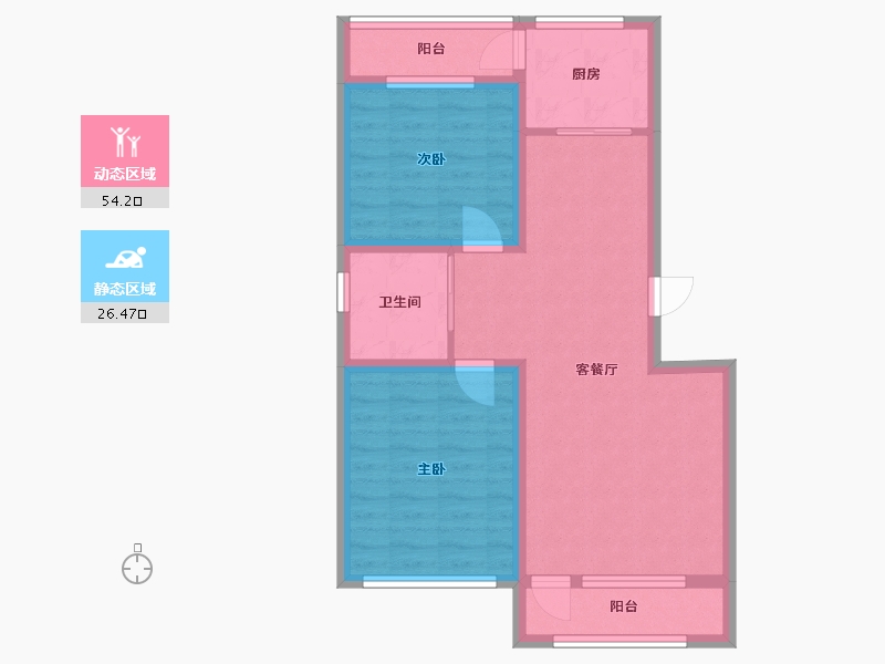 辽宁省-鞍山市-海银9號-71.28-户型库-动静分区