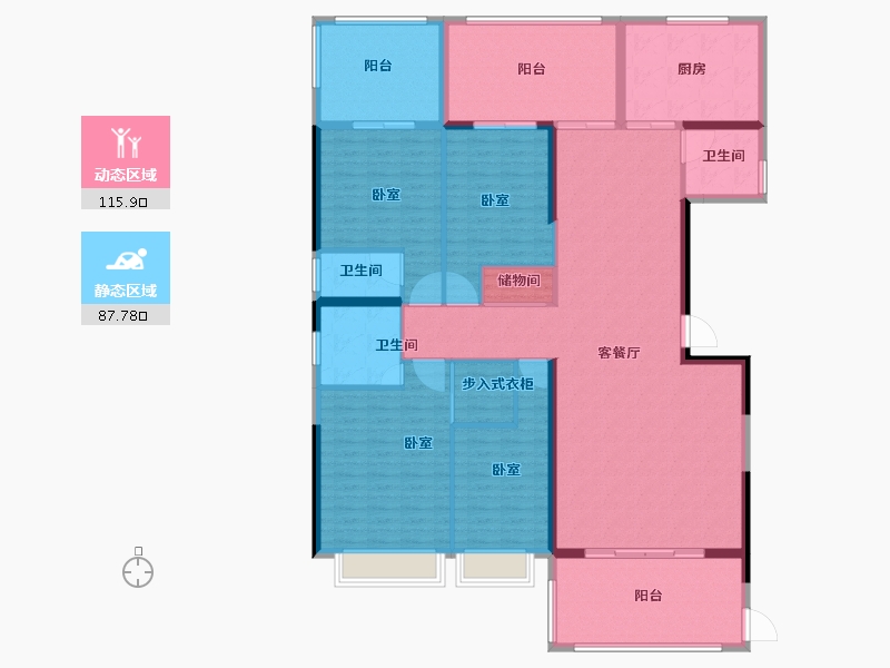 广东省-揭阳市-华美春天-187.01-户型库-动静分区