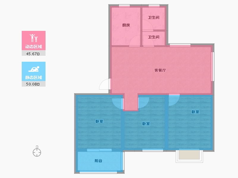 江苏省-盐城市-新景华城-86.00-户型库-动静分区