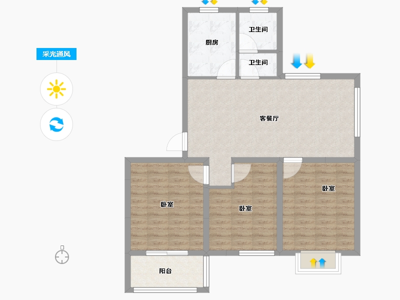 江苏省-盐城市-新景华城-86.00-户型库-采光通风