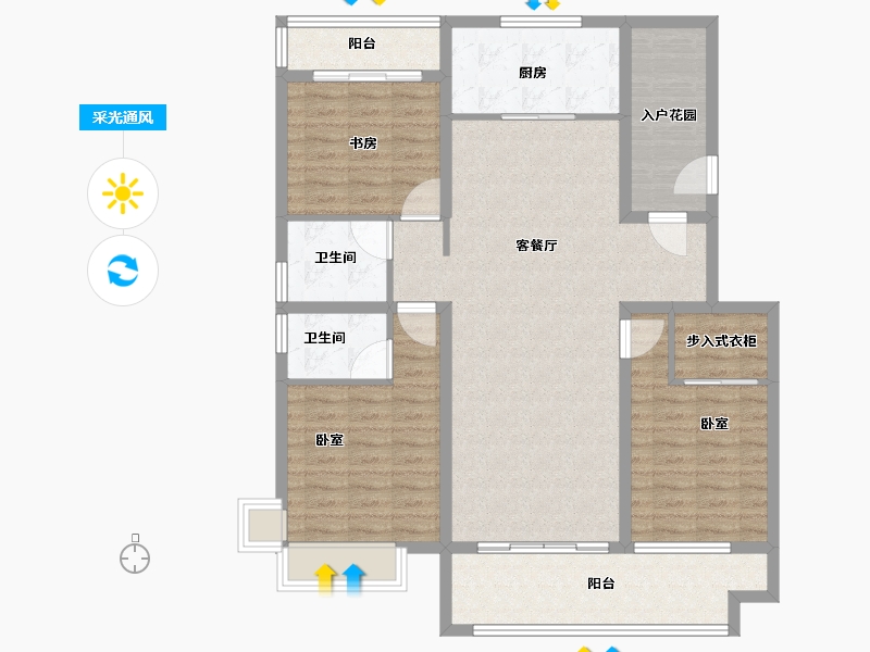 山东省-菏泽市-中央公馆·文庭雅苑-116.80-户型库-采光通风