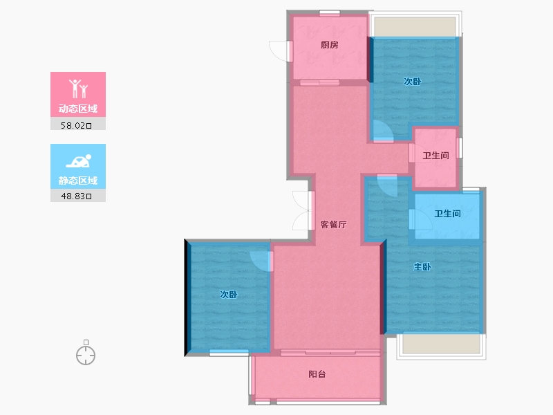 湖北省-恩施土家族苗族自治州-武汉城建中港城-94.73-户型库-动静分区