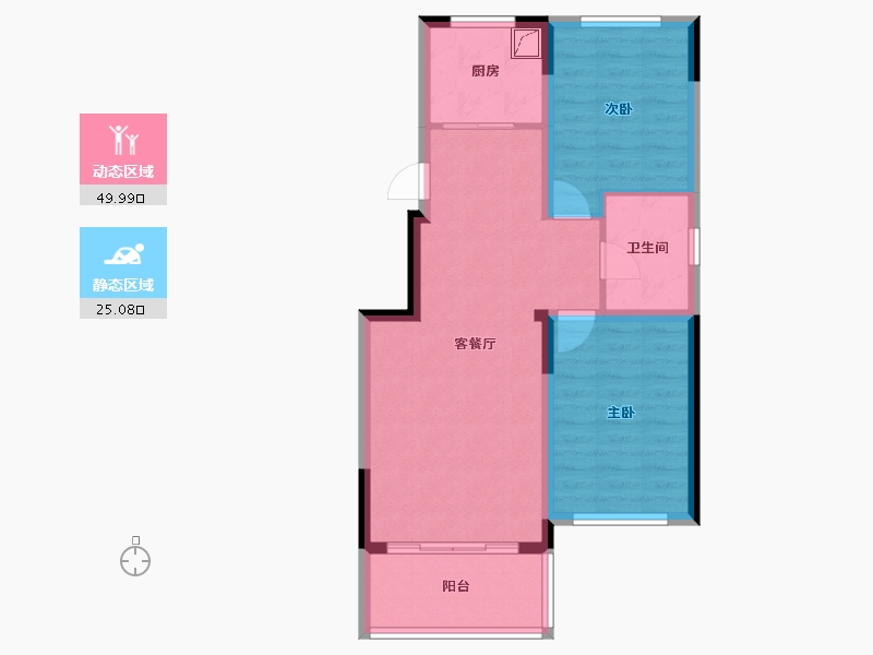 辽宁省-盘锦市-蓝色康桥K区·朗润园三期-66.85-户型库-动静分区