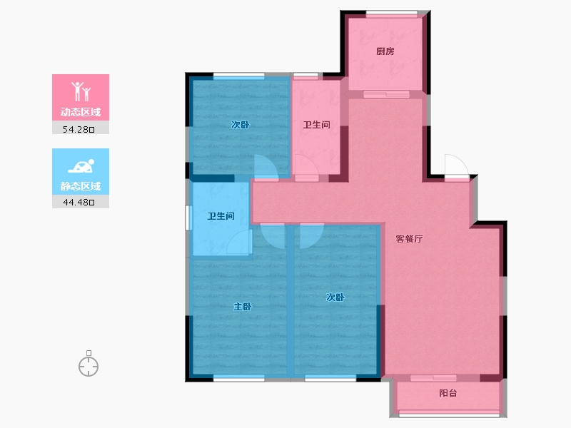 辽宁省-鞍山市-鞍钢新城-87.88-户型库-动静分区