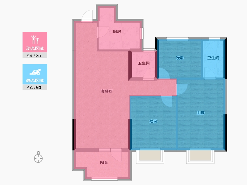 湖北省-孝感市-天丽园二期-88.06-户型库-动静分区