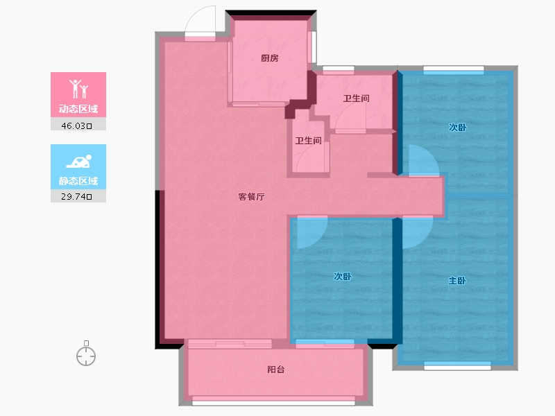 湖北省-武汉市-经发金地四季都会-67.80-户型库-动静分区