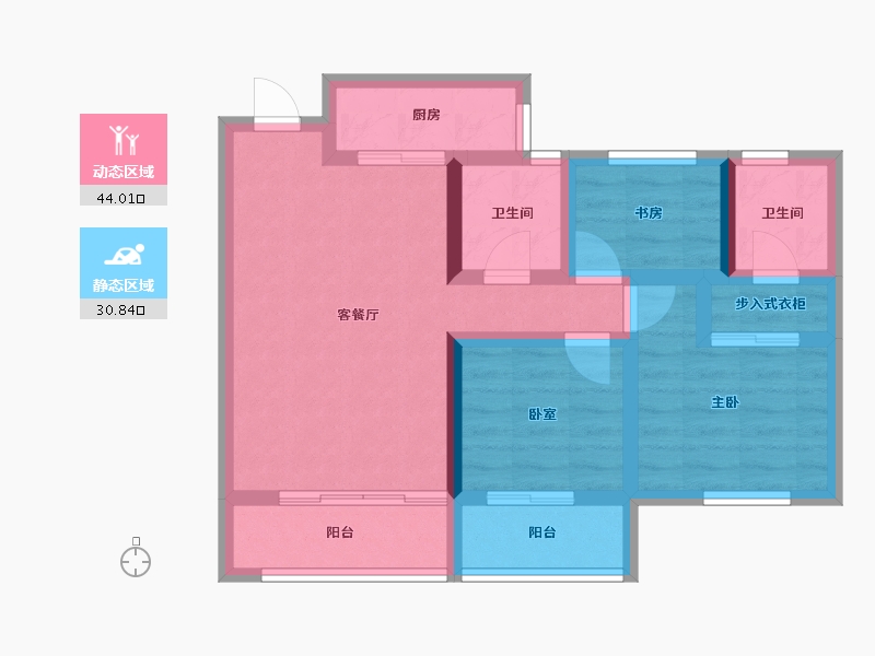 湖北省-恩施土家族苗族自治州-武汉城建中港城-64.84-户型库-动静分区