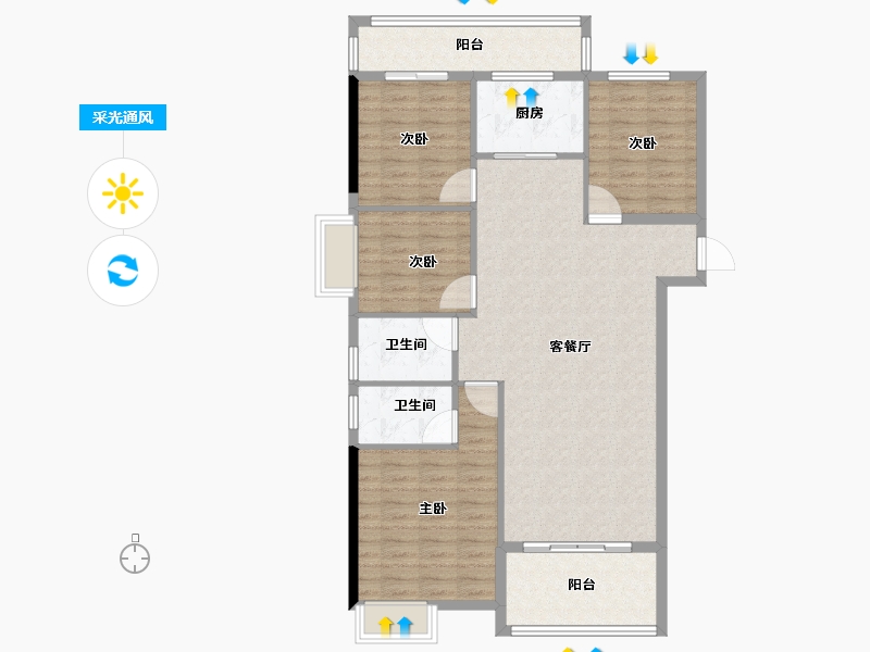 安徽省-宿州市-彼岸星城·融耀-110.10-户型库-采光通风