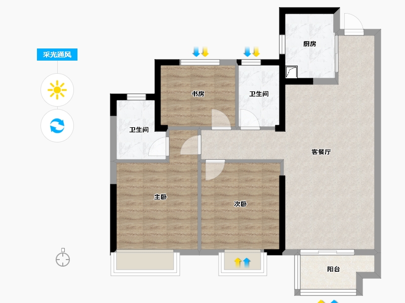 福建省-龙岩市-龙地东尚湾-83.13-户型库-采光通风