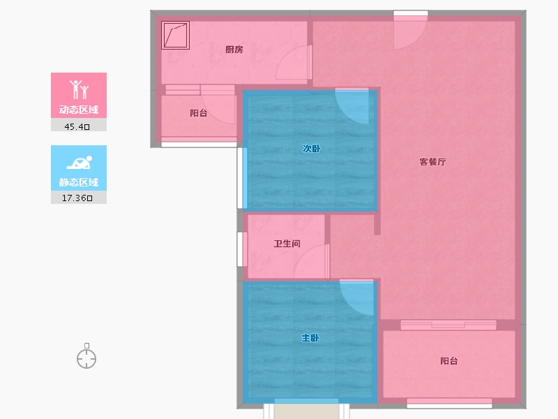 广东省-梅州市-冠华城-55.57-户型库-动静分区