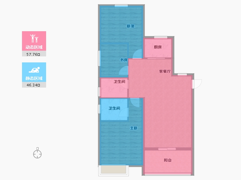 安徽省-宿州市-翔豪·新都-94.40-户型库-动静分区