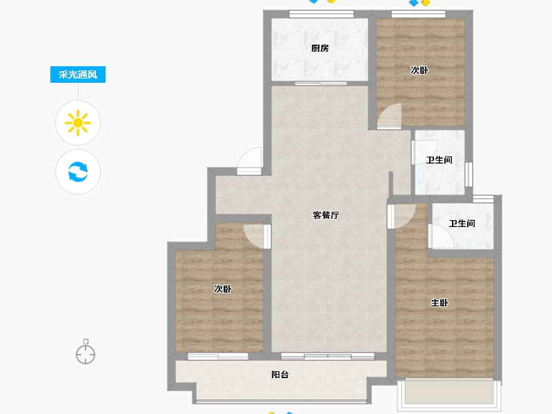 山东省-枣庄市-汇众·锦樾府-92.00-户型库-采光通风